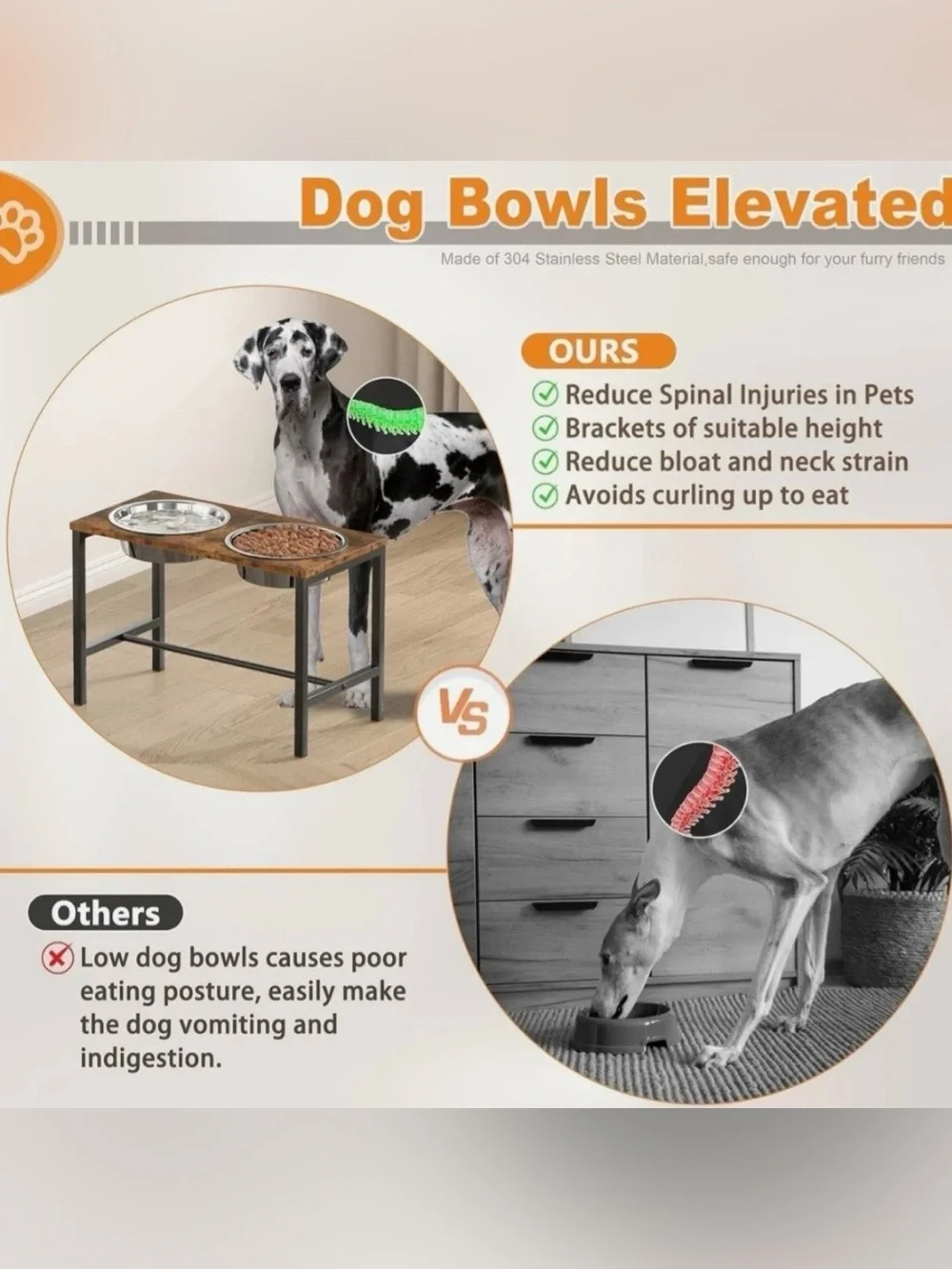 Piskyet Extra Large Elevated Dog Bowls Metal Raised Dog Bowl Stand 2 XLarge bowl